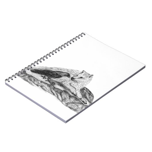 Carnet Wolf and Raven black and white design (Côté gauche)