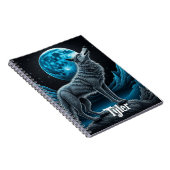 Carnet Wolf debout devant la Pleine lune | Art AI (Côté Droit)