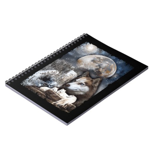 Carnet Wolf Family Moon Winter Mountain Wolfs (Côté gauche)