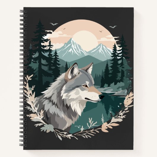 Carnet Wolf Faune Animaux Nature Extérieure Aquarelle (Devant)