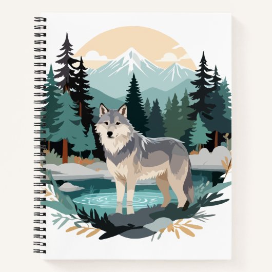 Carnet Wolf Faune Animaux Nature Extérieure Aquarelle (Devant)