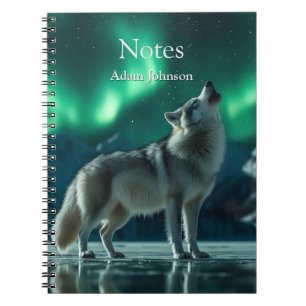 Carnet Wolf Howling Under the Northern Lights