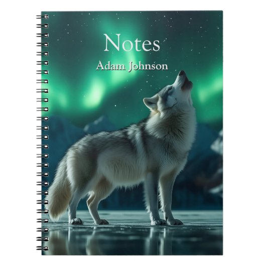 Carnet Wolf Howling Under the Northern Lights (Devant)