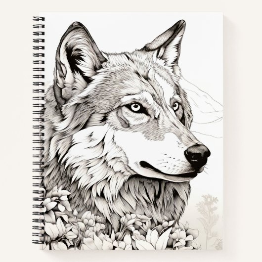 Carnet Wolf Nature paisible Prairie Sketch Style de dessi (Devant)