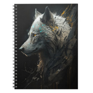 Carnet Wolf Portrait Animal Nature Faune Peinture Sombre