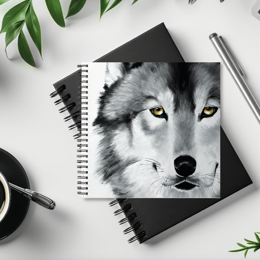 Carnet Wolf Portrait noir blanc