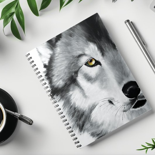 Carnet Wolf Portrait noir blanc
