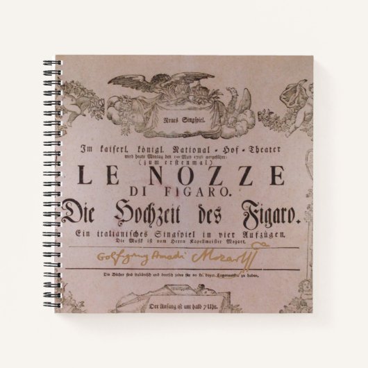 Carnet Wolfgang Amadeus Mozart avec signature Figaro (Devant)