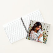 Carnet Woman and White Cat and Dandelions  (Intérieur)
