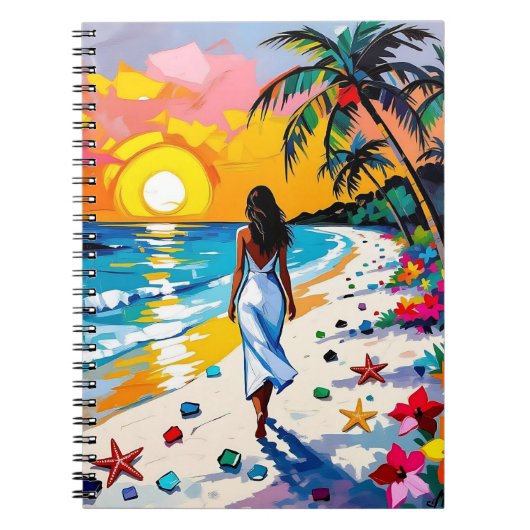 Carnet Woman on Beach Tropical Scene (Devant)