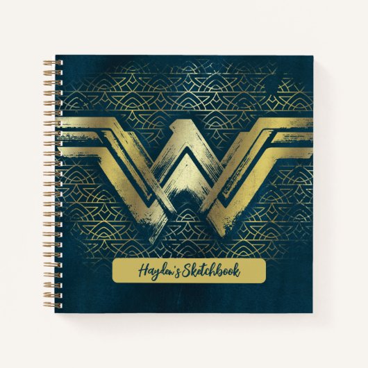 Carnet Wonder Woman Brossé Symbole d'or dessin (Devant)