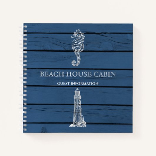 Carnet Wood Seahorse Lighthouse Beach House Infos clients (Devant)