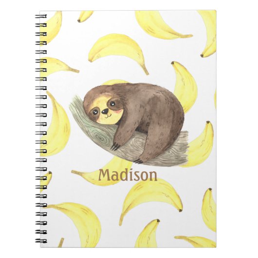 Carnet Woodland Animals Sloth Name Photo (Devant)