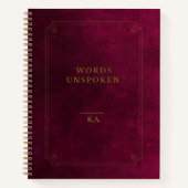 Carnet Words Unspoken Notebook – Maroon Gold Leather Look (Devant)