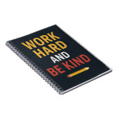 Carnet Work Hard And Be Kind" Motivational School Noteboo (Côté Droit)