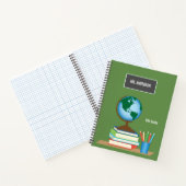 Carnet World Globe on Stack of Books Personalized Teacher (Intérieur)