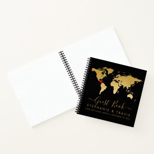 Carnet World Map Heart Destination Guest Book (Intérieur)