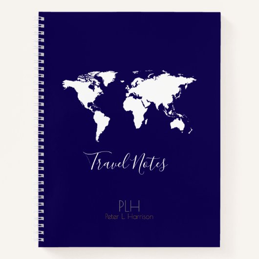 Carnet World Map travel notes blue (Devant)
