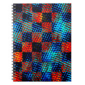 Carnet Xadrez azul, laranja, faux sujo ou manchado. (Devant)