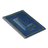 Carnet Y2K Bleu Denim Jaune Couture Monogramme L Initiale (Côté Droit)