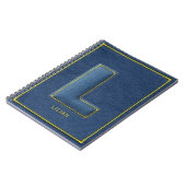 Carnet Y2K Bleu Denim Jaune Couture Monogramme L Initiale (Côté gauche)