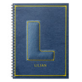 Carnet Y2K Bleu Denim Jaune Couture Monogramme L Initiale (Devant)