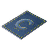 Carnet Y2K Bleu Denim Lettre C Gonflée Monogramme Nom (Côté gauche)