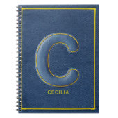 Carnet Y2K Bleu Denim Lettre C Gonflée Monogramme Nom (Devant)