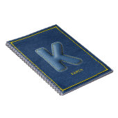 Carnet Y2K Blue Denim Lettre gonflée 3D K Monogramme Nom (Côté Droit)