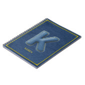 Carnet Y2K Blue Denim Lettre gonflée 3D K Monogramme Nom (Côté gauche)