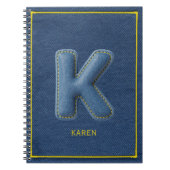 Carnet Y2K Blue Denim Lettre gonflée 3D K Monogramme Nom (Devant)