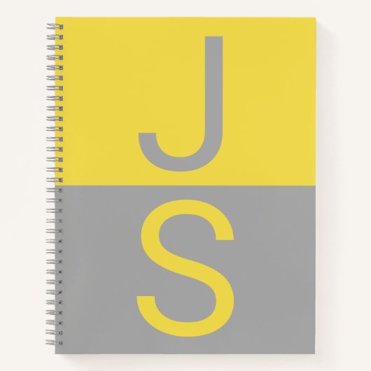Carnet Yellow & Grey Modern Initials monogram (Devant)
