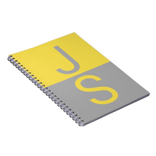 Carnet Yellow & Grey Modern Initials monogram (Côté Droit)