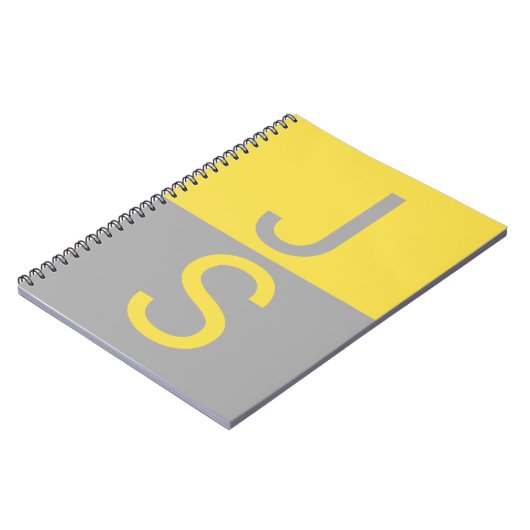 Carnet Yellow & Grey Modern Initials monogram (Côté gauche)