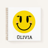 Carnet Yellow Happy Fille Visage, Fun Personnalisé (Devant)