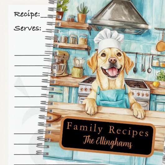 Carnet Yellow Labrador Retriever Chef Spiral Recipe Book