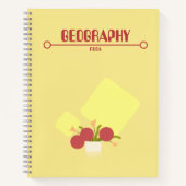 Carnet Yellow Notebook with red geometric flowers  (Devant)