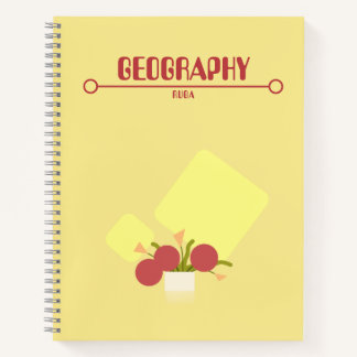 Carnet Yellow Notebook with red geometric flowers 