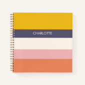 Carnet Yellow Peach Modern Color Blocks Stripes Custom  (Devant)