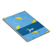 Carnet Yellow submarine and fish on blue (Côté Droit)