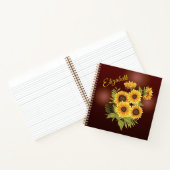 Carnet Yellow Sunflowers Rustic Brown Ajouter un nom Jour (Intérieur)