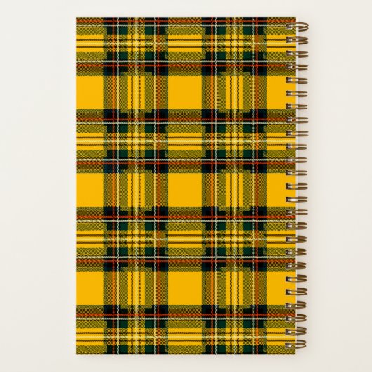 Carnet Yellow Tartan Notebook Custom Logo Plaid Pattern  (Verso)