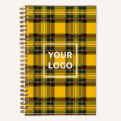 Carnet Yellow Tartan Notebook Custom Logo Plaid Pattern  (Recto)
