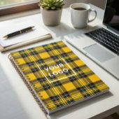 Carnet Yellow Tartan Notebook Custom Logo Plaid Pattern 