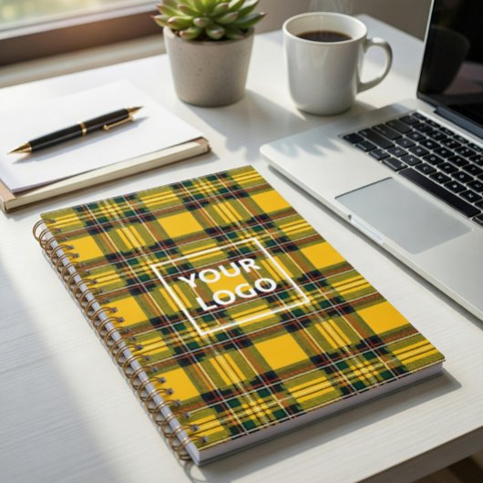 Carnet Yellow Tartan Notebook Custom Logo Plaid Pattern 