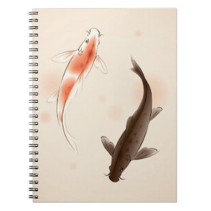 Carnet Yin Yang Koi pêche dans la peinture orientale de