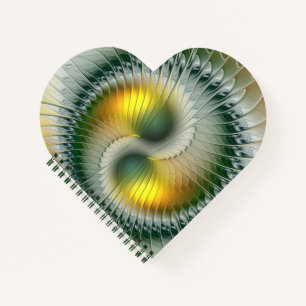 Carnet Yin Yang Vert Jaune Abstrait coloré Fractal
