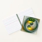 Carnet Yin Yang Vert Jaune Abstrait Fractal Nom propre (Intérieur)
