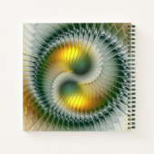 Carnet Yin Yang Vert Jaune Abstrait Fractal Nom propre (Dos)