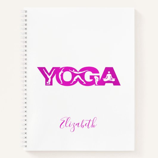 Carnet Yoga fitness violet nom blanc (Devant)